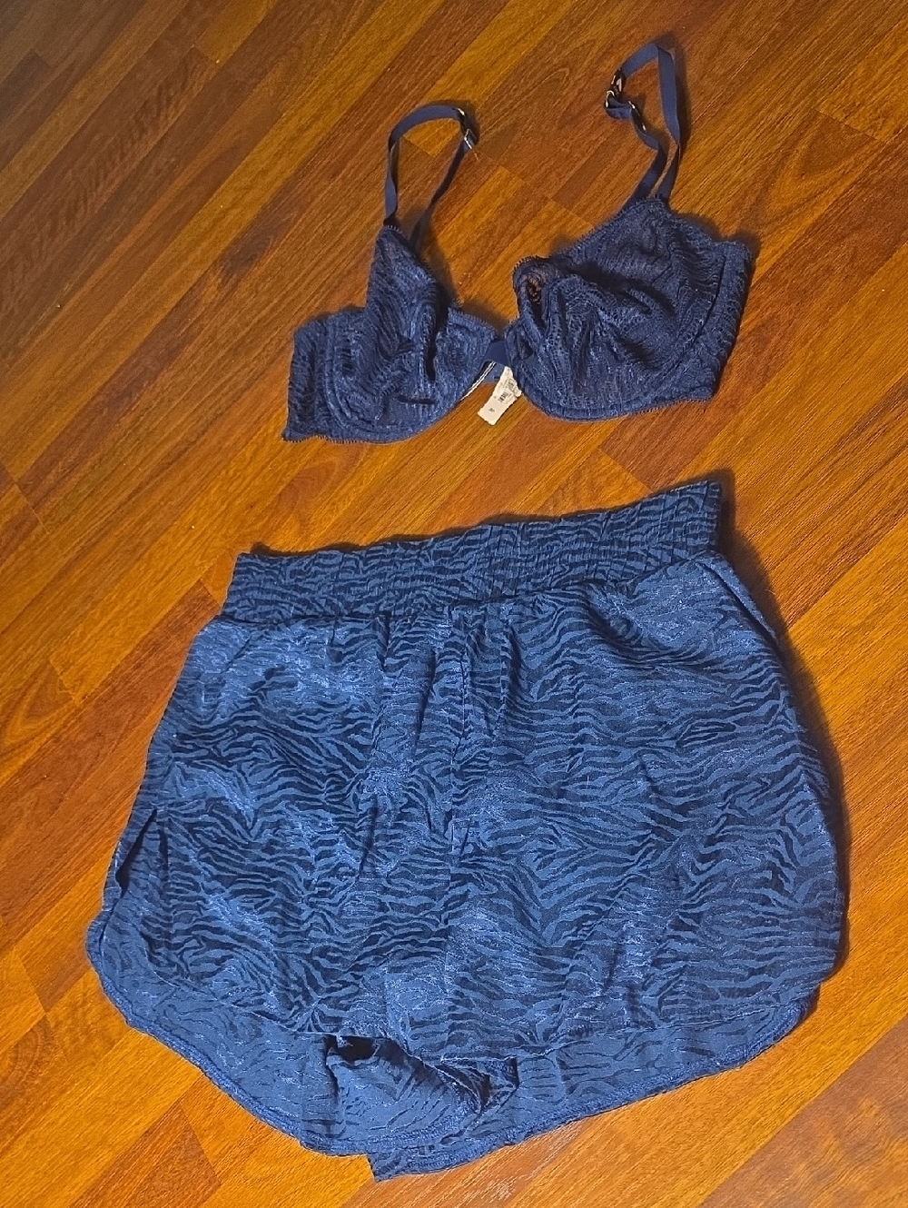 Victoria's Secret Navy Lace Bra & Shorts Set
